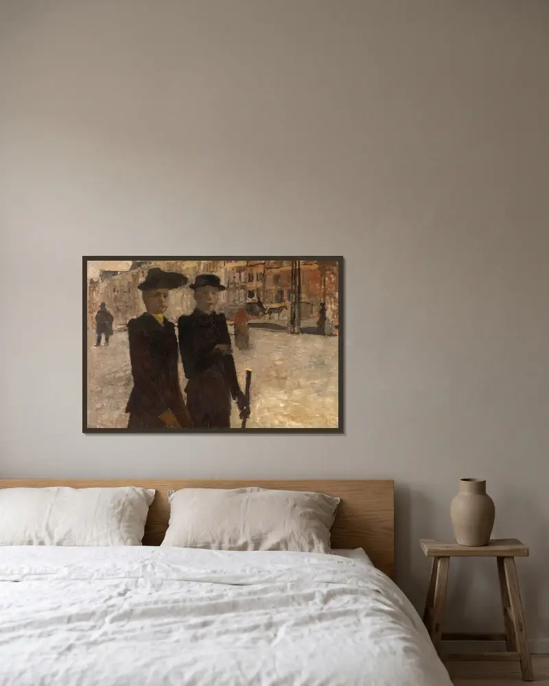 Kvinnor på Rokin i Amsterdam av George Hendrik Breitner inramad på en vägg