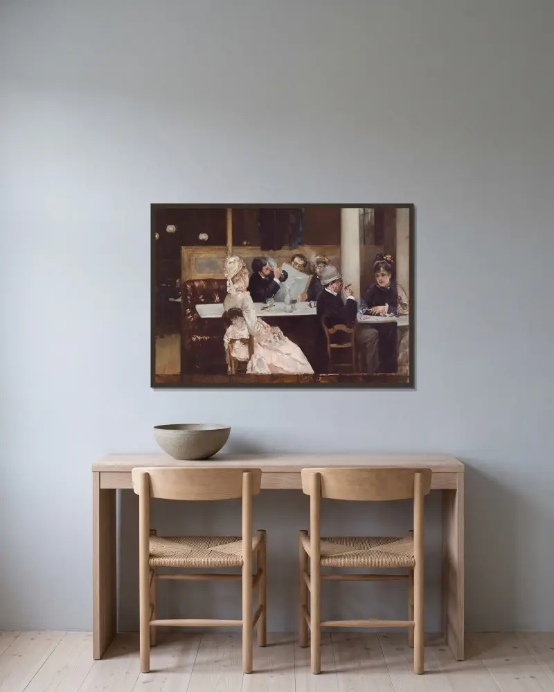 Café Scene In Paris av Henri Gervex inramad på en vägg