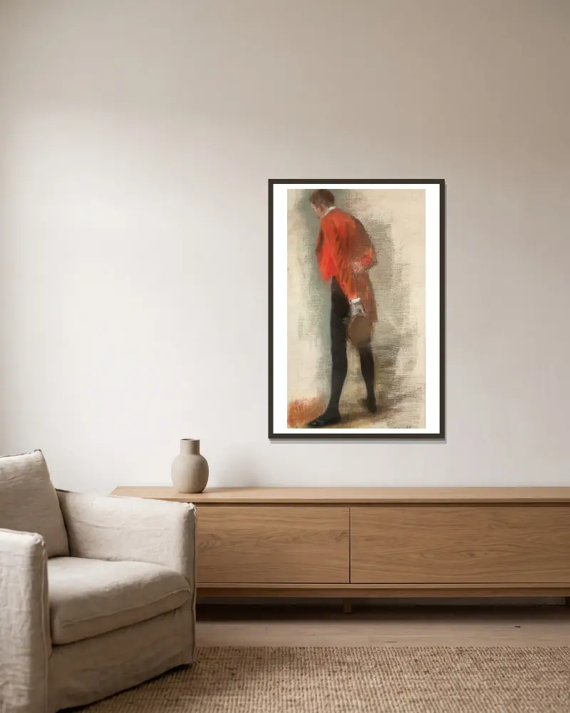 Studie eines Mannes von hinten mit roter Jacke von Henri Gervex gerahmt an einer Wand