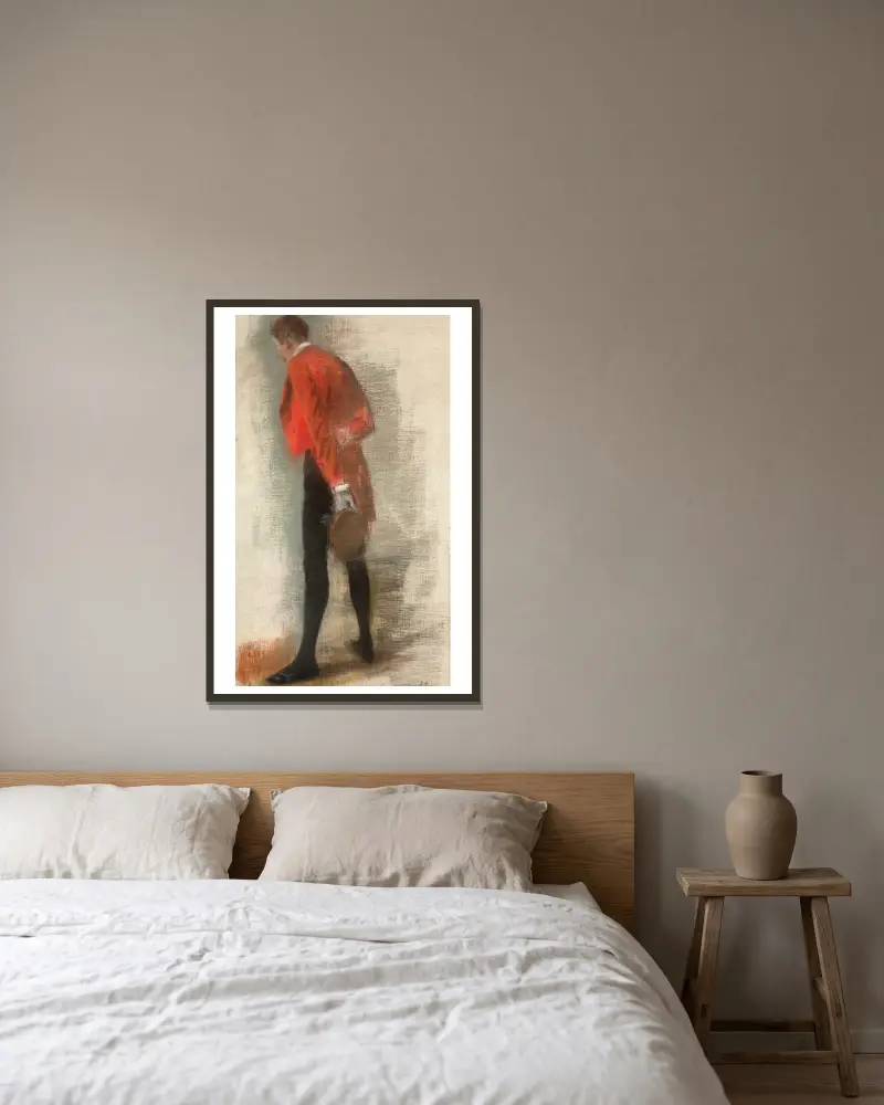 Studie eines Mannes von hinten mit roter Jacke von Henri Gervex gerahmt an einer Wand