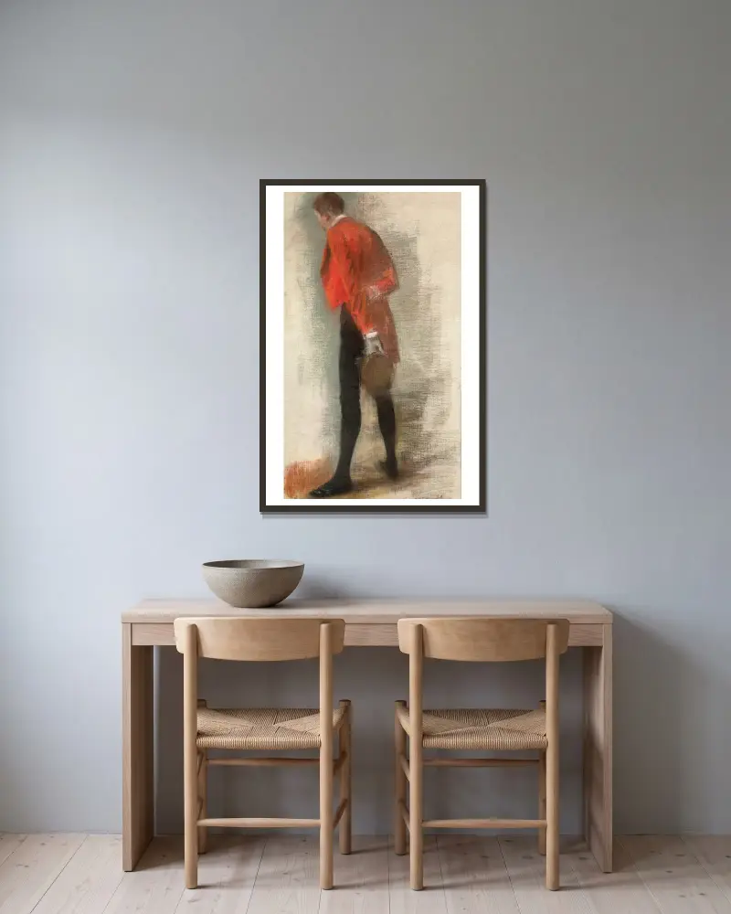Studie eines Mannes von hinten mit roter Jacke von Henri Gervex gerahmt an einer Wand