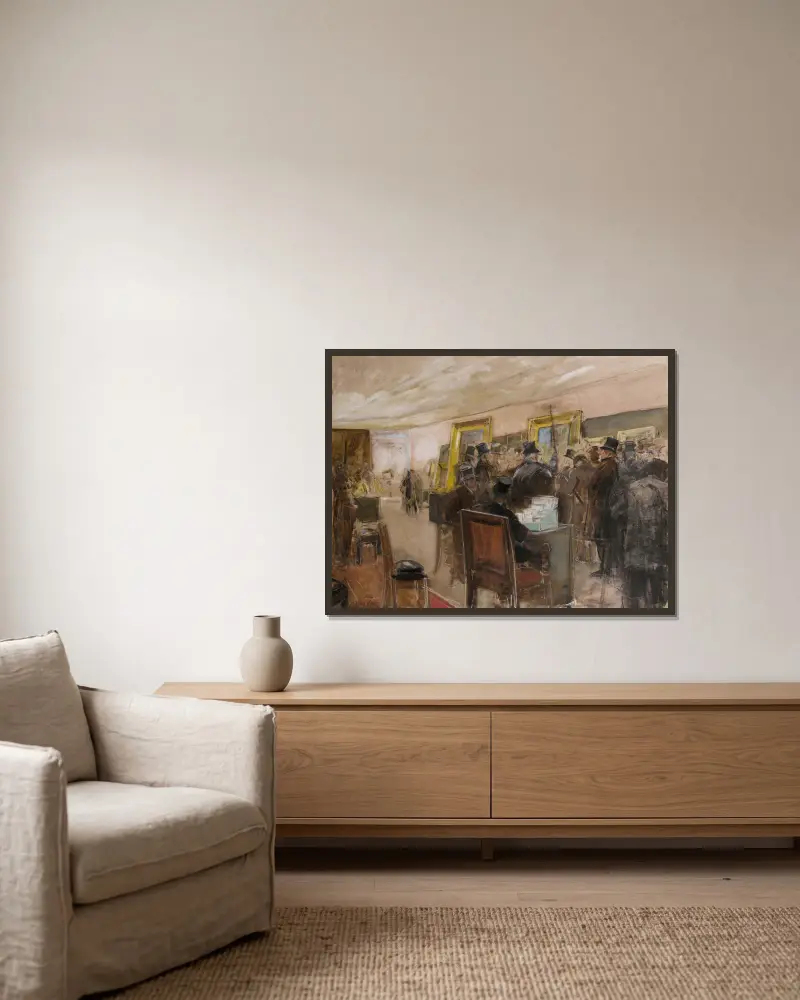 Französische Studie zu „Une séance du jury de peinture“ von Henri Gervex gerahmt an einer Wand