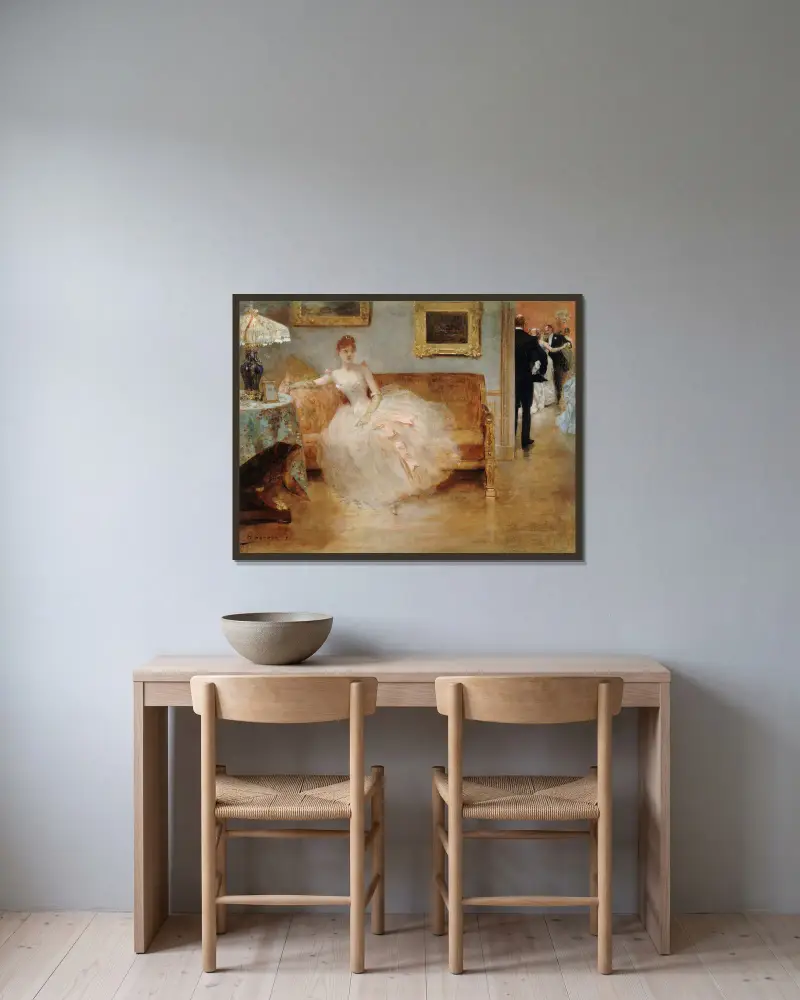 Der Ball von Henri Gervex gerahmt an einer Wand