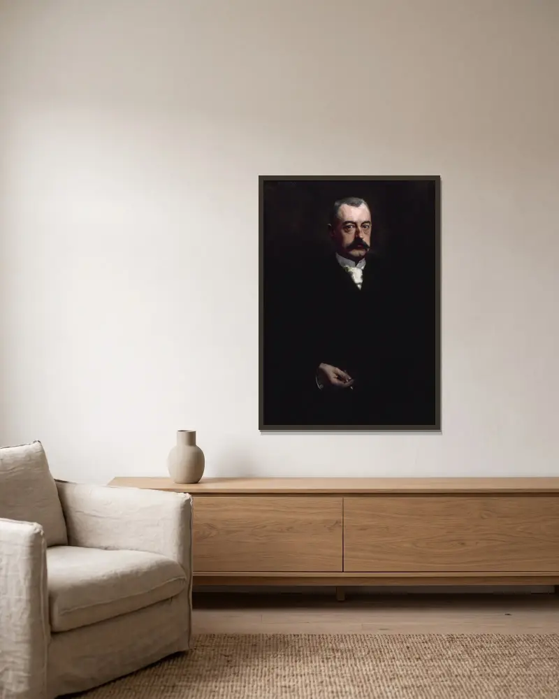 Porträtt av Pierre Waldeck-Rousseau (1846–1904), politiker av Henri Gervex inramad på en vägg