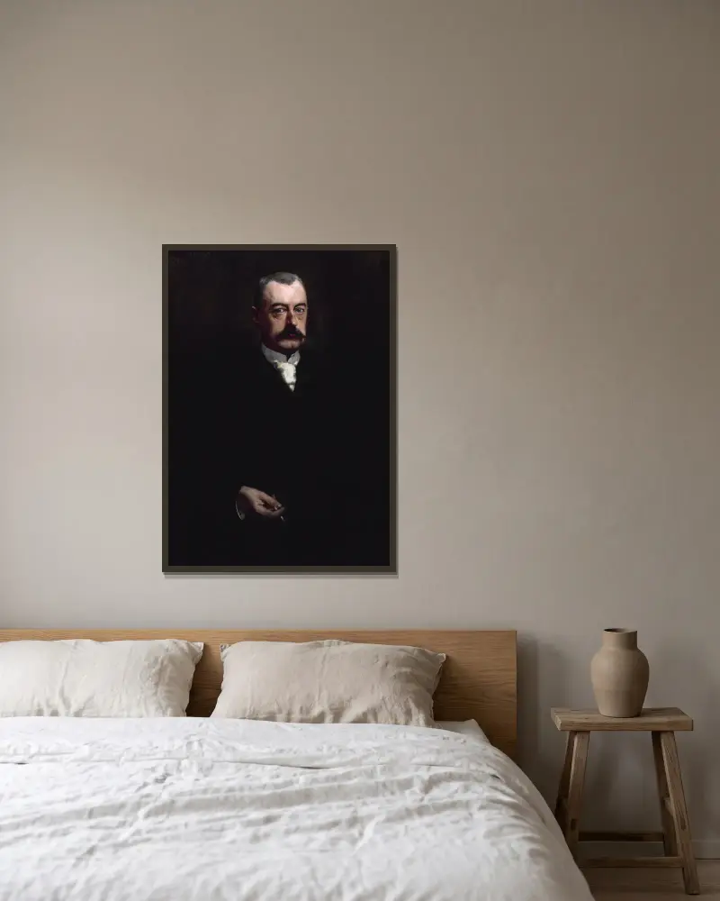 Porträtt av Pierre Waldeck-Rousseau (1846–1904), politiker av Henri Gervex inramad på en vägg