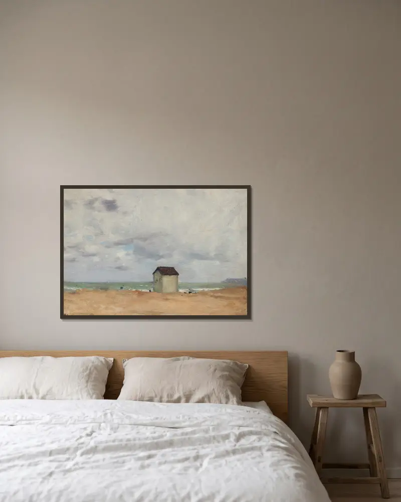 Stranden vid Trouville av Henri Gervex inramad på en vägg