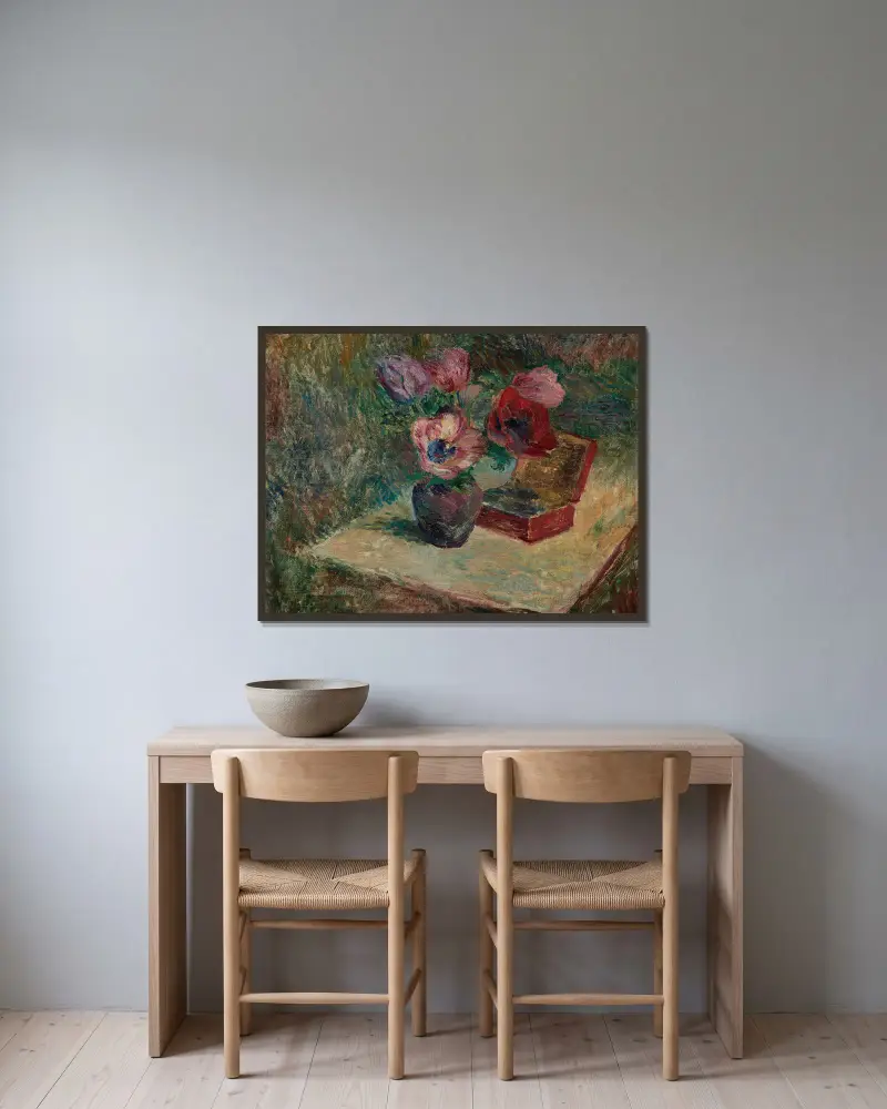 Bouquet d’anémones av Henri Lebasque inramad på en vägg