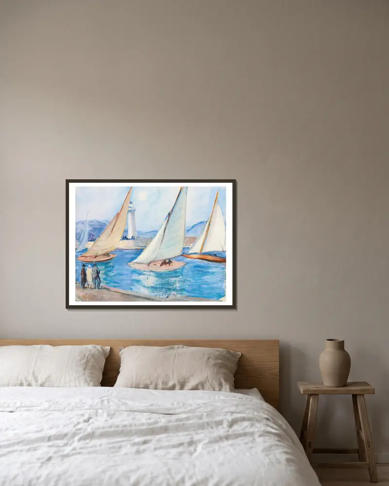Kappsegling i söder, Saint-Tropez av Henri Lebasque inramad på en vägg