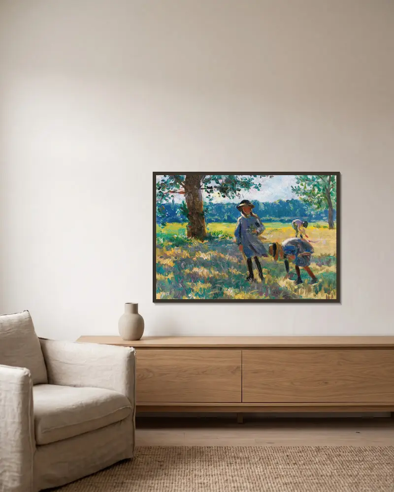 Zbieranie kwiatów, Henri Lebasque w ramie na ścianie