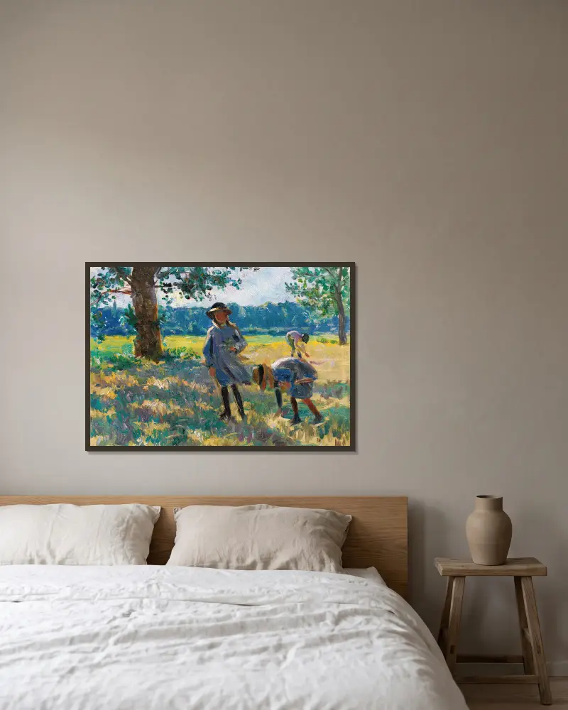 Zbieranie kwiatów, Henri Lebasque w ramie na ścianie