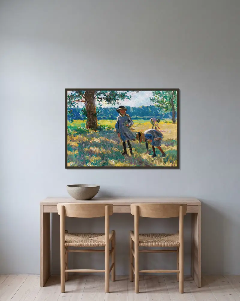 Zbieranie kwiatów, Henri Lebasque w ramie na ścianie