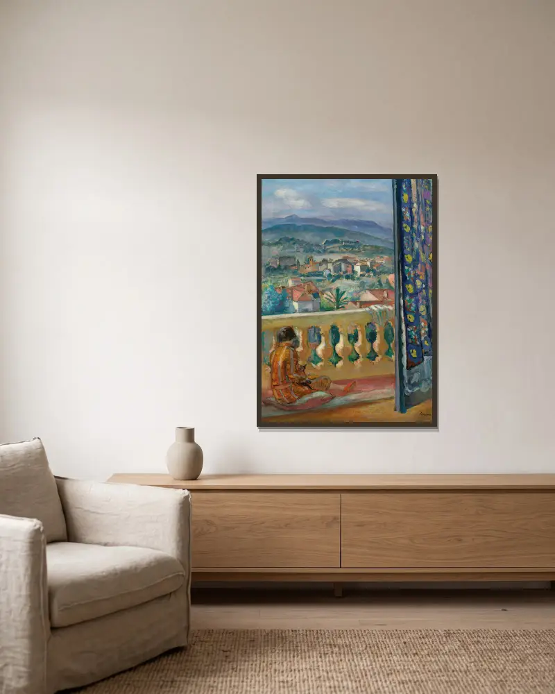 Le Cannet, Le Rideau Bleu av Henri Lebasque inramad på en vägg