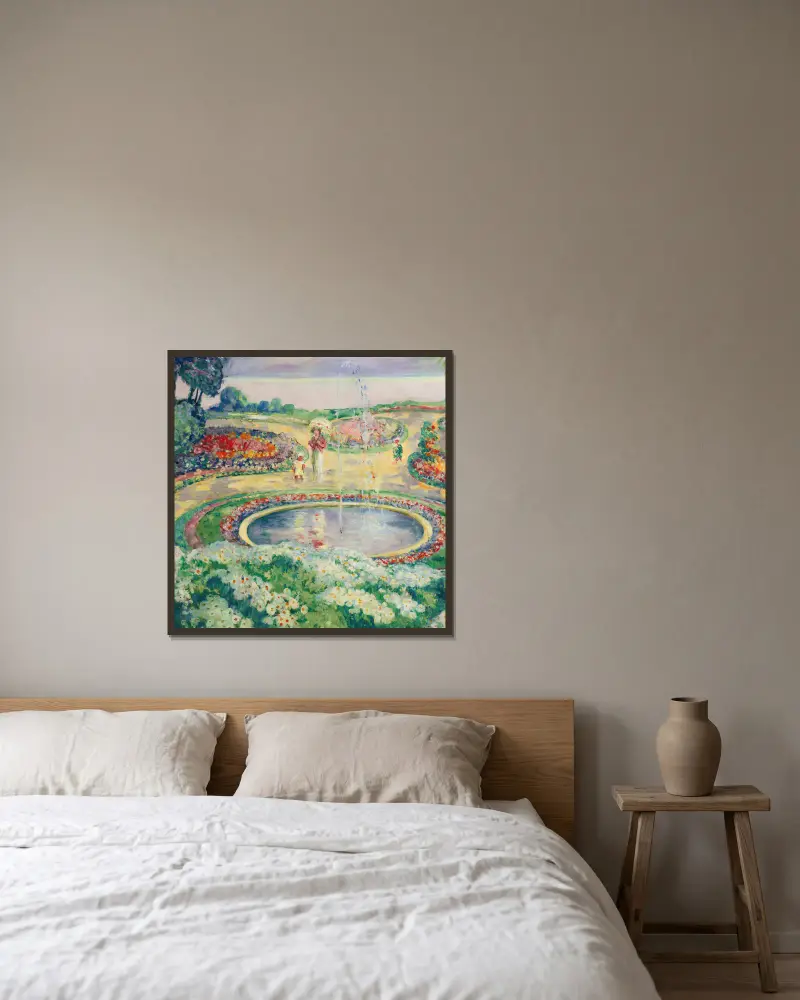 Le Jardin Fleuri av Henri Lebasque inramad på en vägg