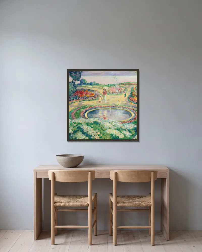 Le Jardin Fleuri av Henri Lebasque inramad på en vägg