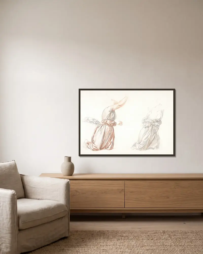 Etude de Draperie av Henri Lehmann inramad på en vägg