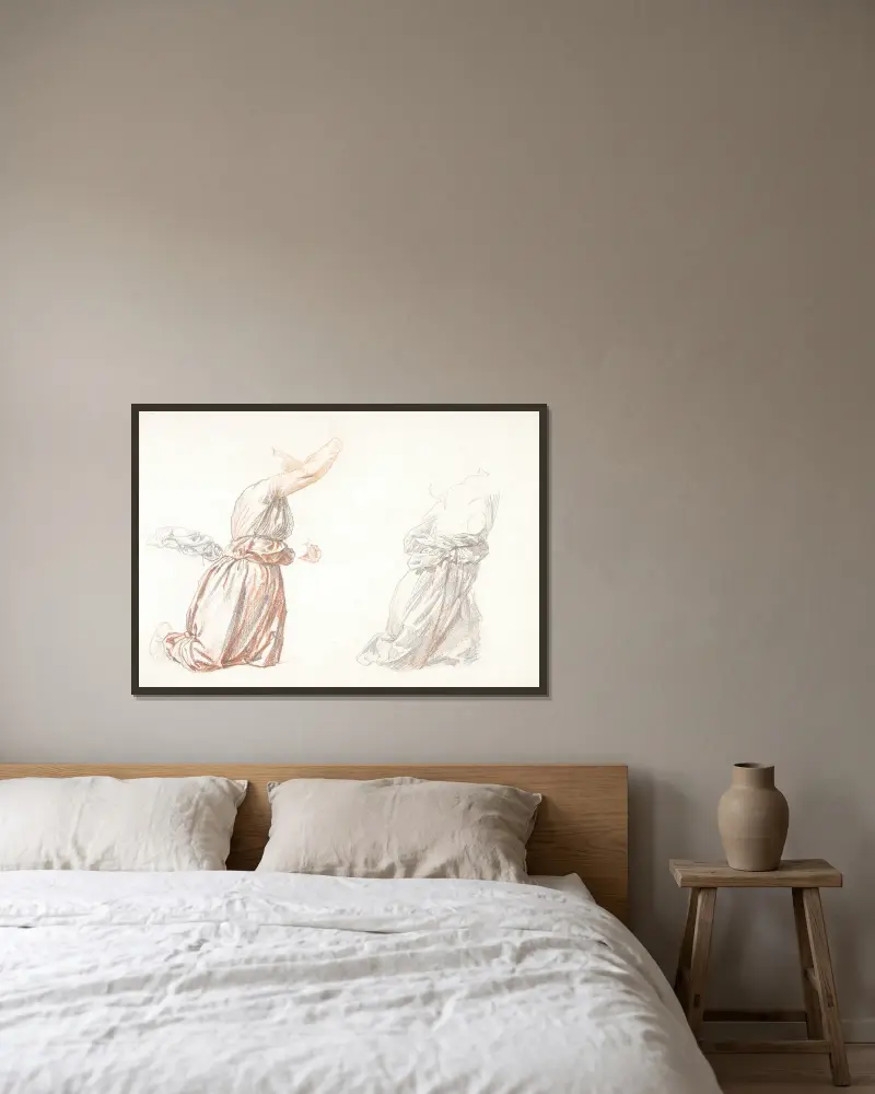 Etude de Draperie av Henri Lehmann inramad på en vägg