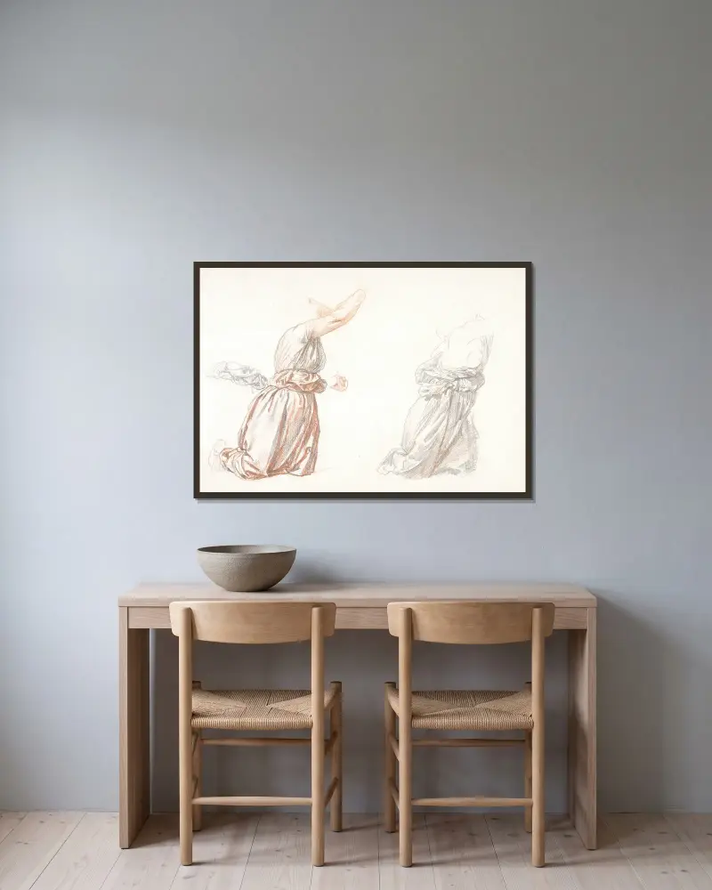 Etude de Draperie av Henri Lehmann inramad på en vägg