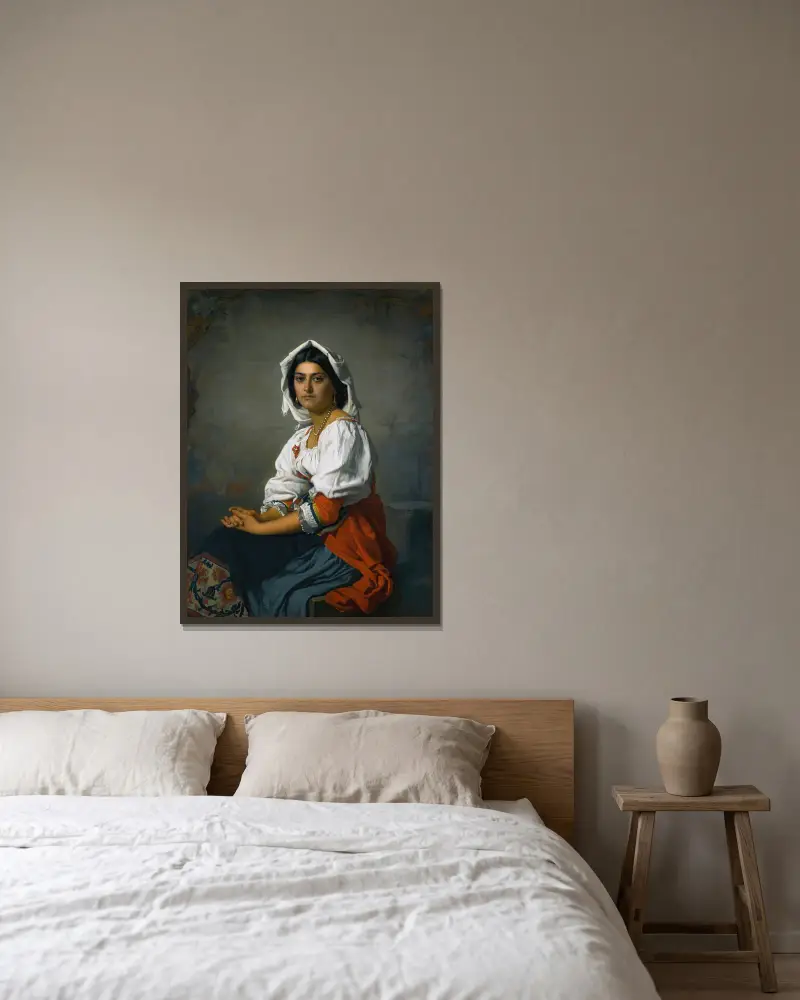 Die junge Italienerin von Henri Lehmann gerahmt an einer Wand