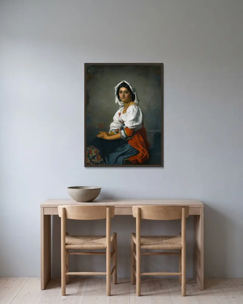 Die junge Italienerin von Henri Lehmann gerahmt an einer Wand