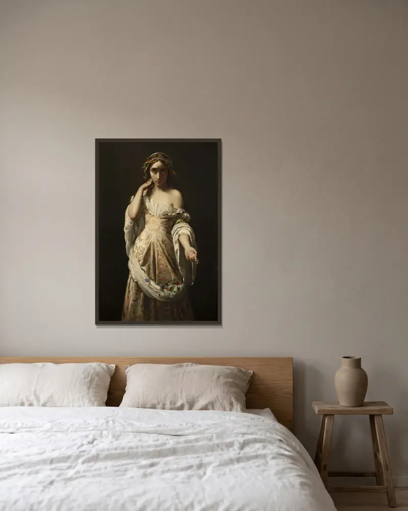 Ophelia av Henri Lehmann inramad på en vägg