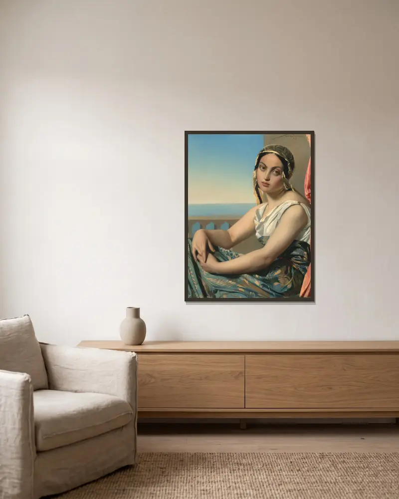 Frau des Orients von Henri Lehmann gerahmt an einer Wand