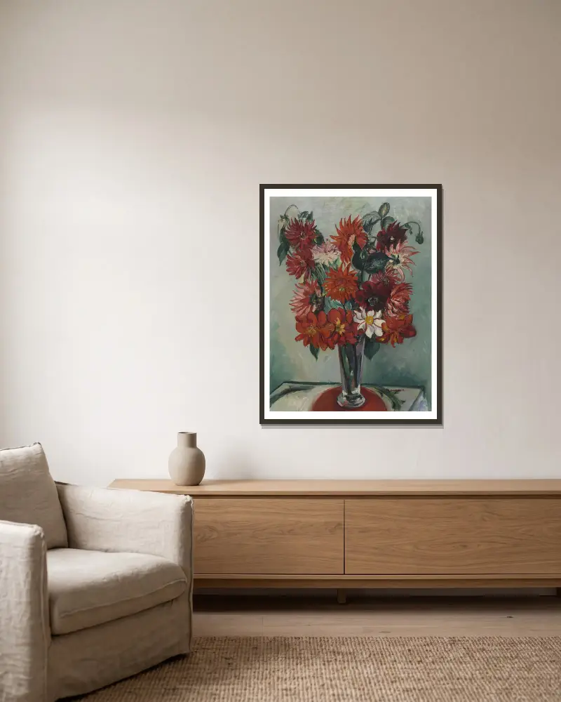 Dahlias av Henri Manguin inramad på en vägg