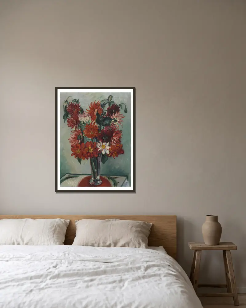Dahlias av Henri Manguin inramad på en vägg