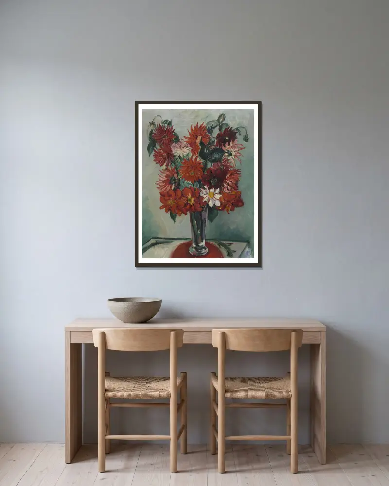 Dahlias av Henri Manguin inramad på en vägg