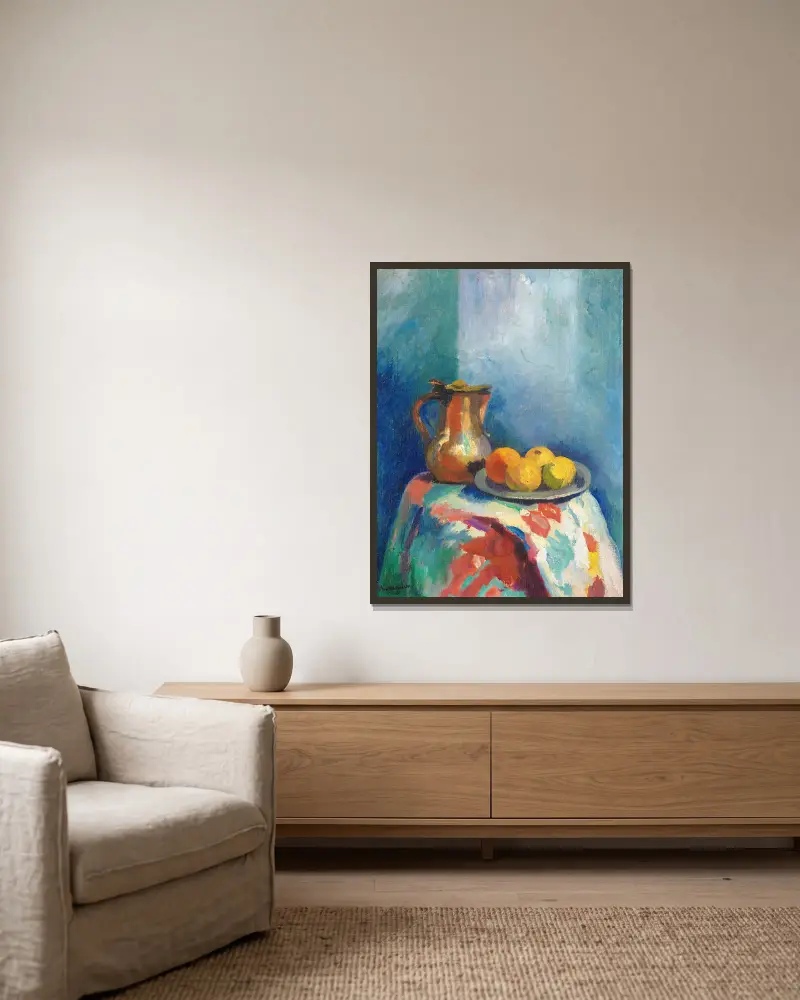 Stillleben mit Kupferkrug von Henri Manguin gerahmt an einer Wand