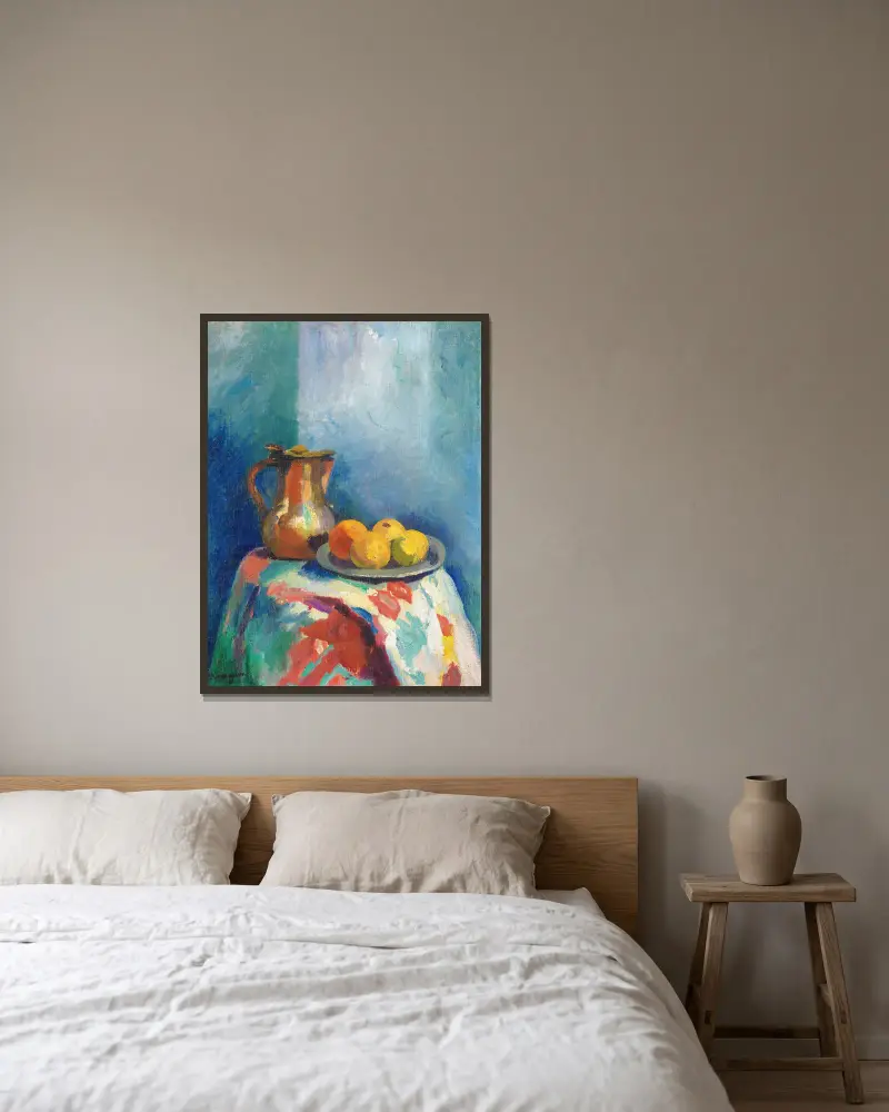 Stillleben mit Kupferkrug von Henri Manguin gerahmt an einer Wand