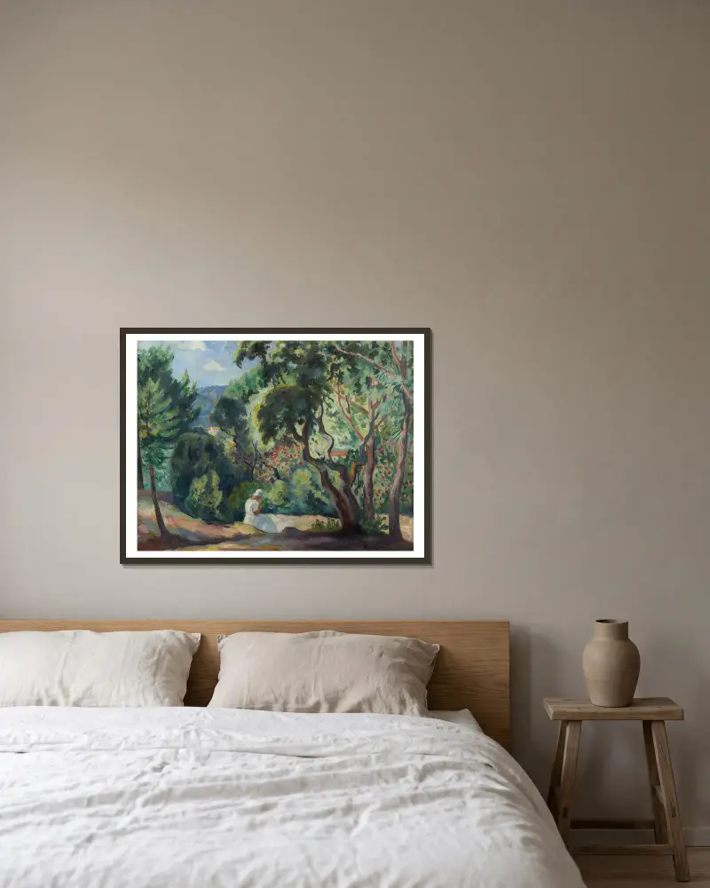 Skogsglänta vid La Moutte, Saint-Tropez av Henri Manguin inramad på en vägg