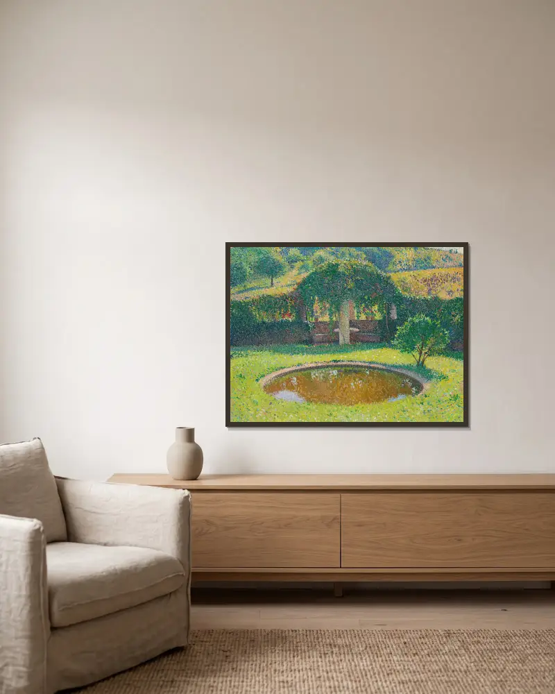 Teich und Laube im Südwesten des Parks von Marquayrol von Henri Martin gerahmt an einer Wand