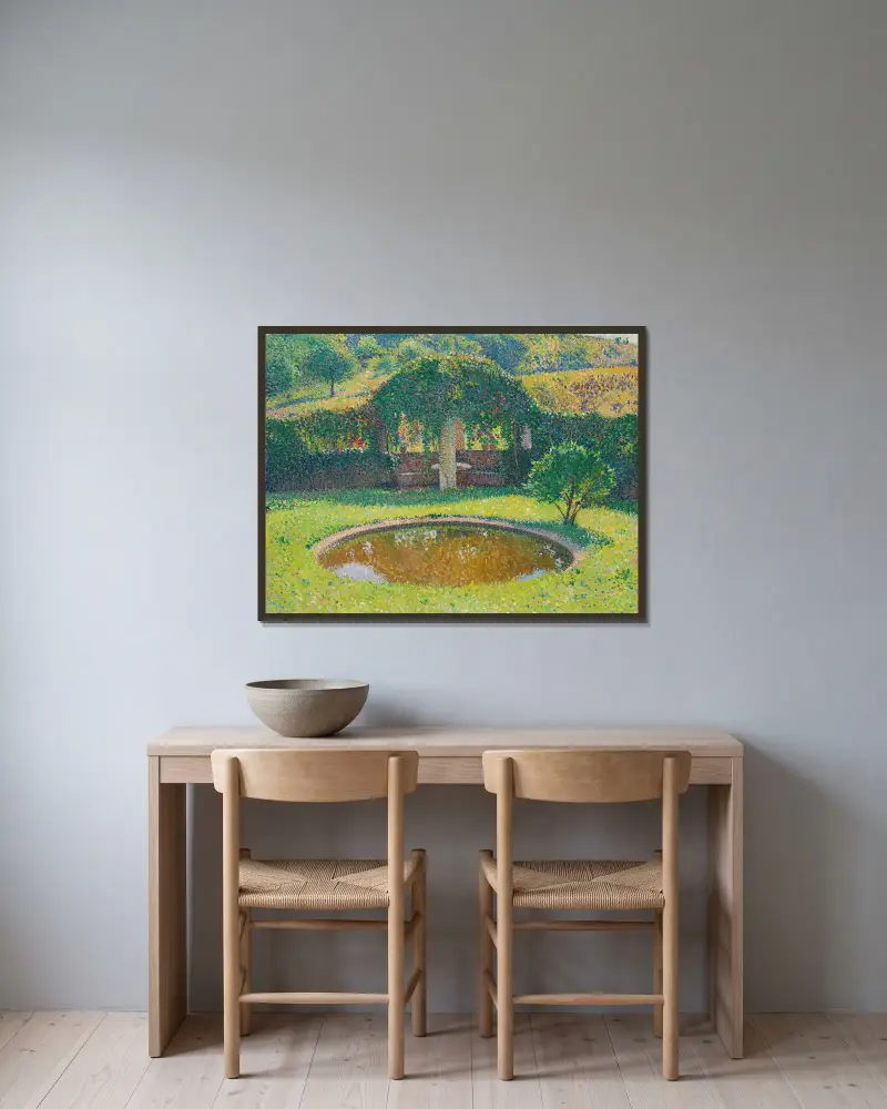 Teich und Laube im Südwesten des Parks von Marquayrol von Henri Martin gerahmt an einer Wand