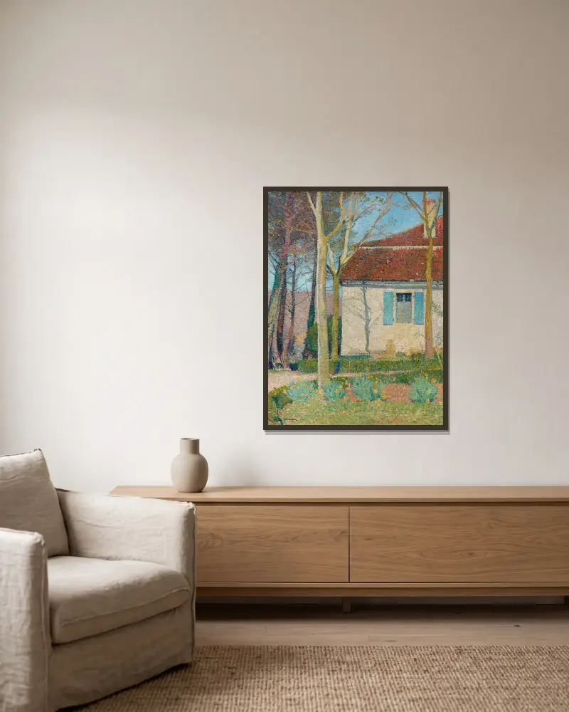 Ecke eines Hauses von Henri Martin gerahmt an einer Wand