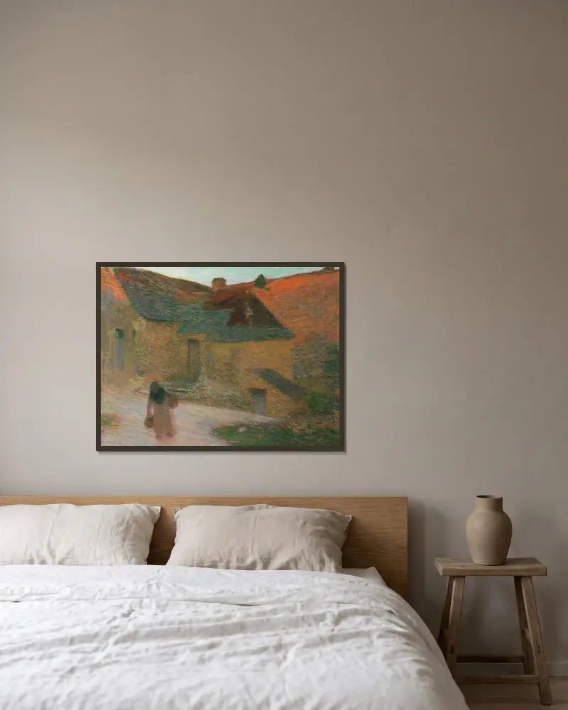 Sista solstrålarna, en gård i Lot av Henri Martin inramad på en vägg