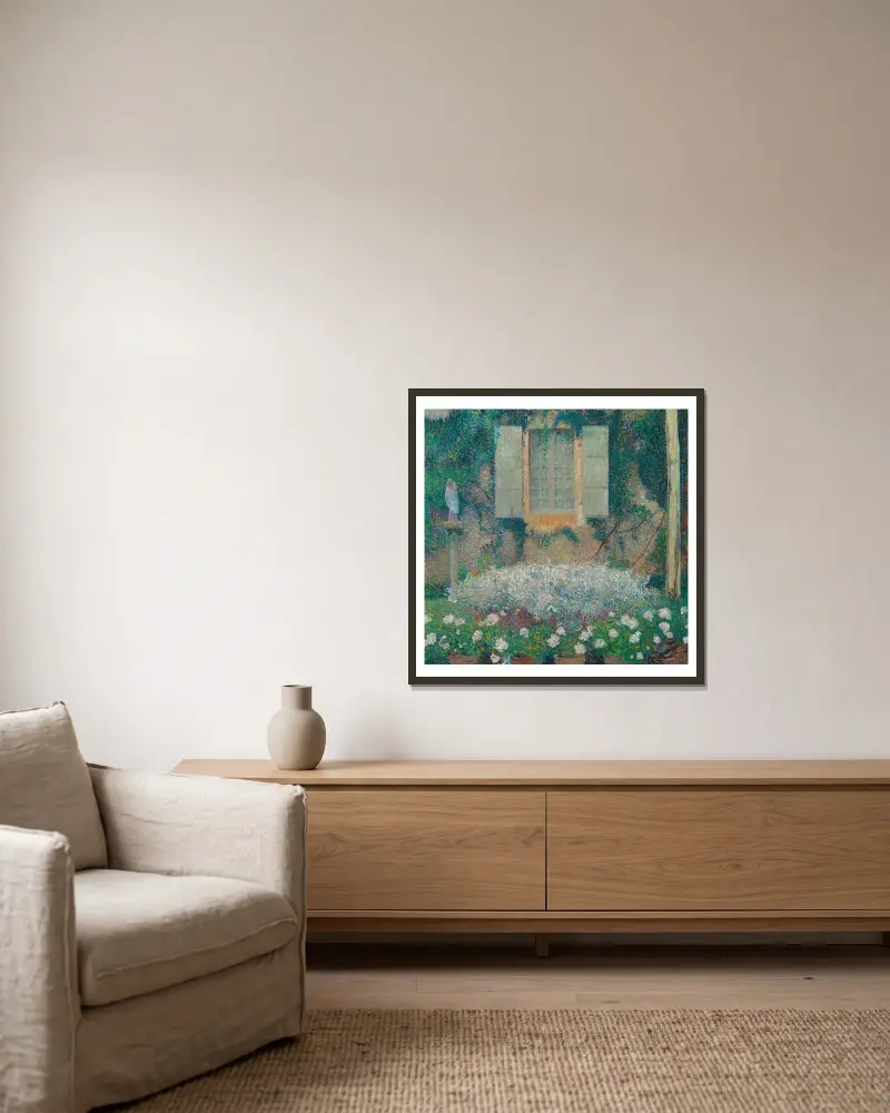 Das Küchenfenster mit Blick auf den Garten in Marquayrol von Henri Martin gerahmt an einer Wand