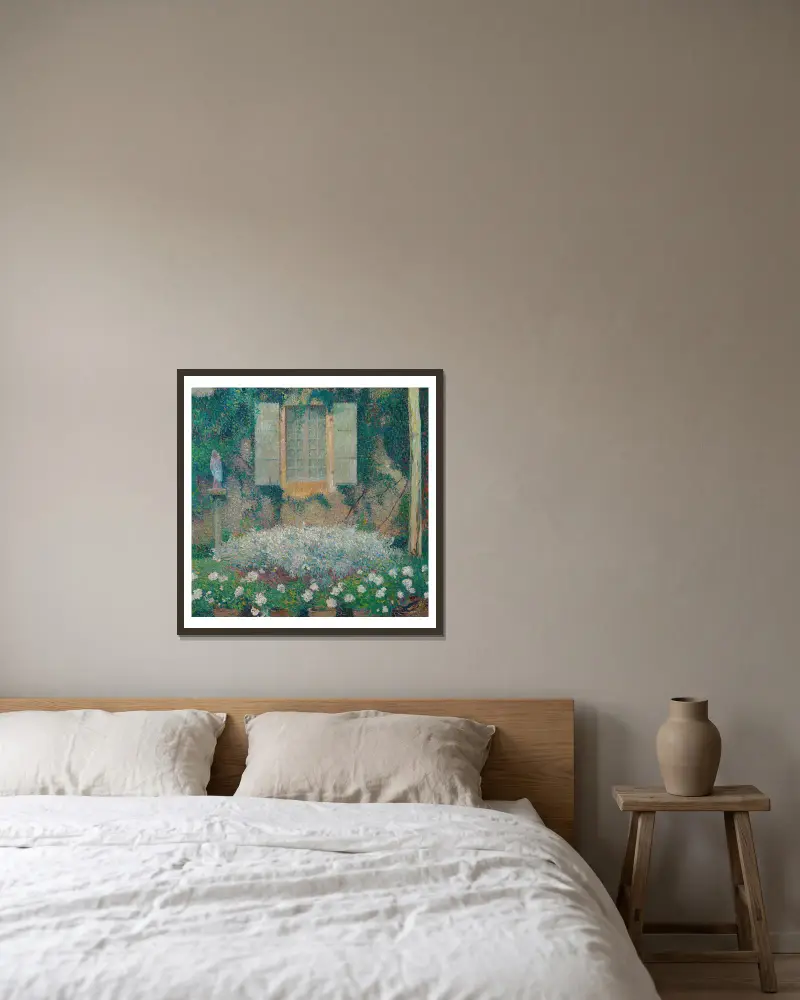 Das Küchenfenster mit Blick auf den Garten in Marquayrol von Henri Martin gerahmt an einer Wand