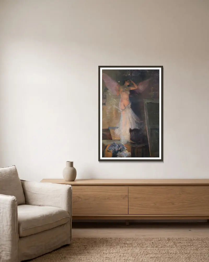 Die Muse des Malers von Henri Martin gerahmt an einer Wand