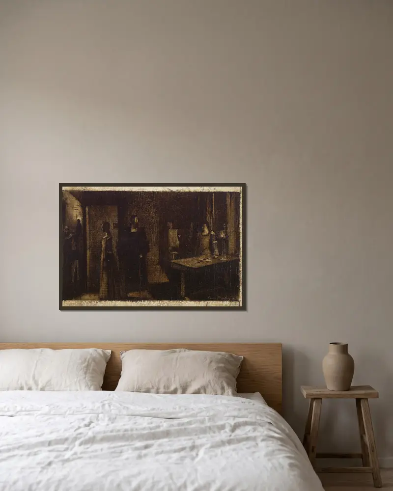 Le crucifix av Henri Martin inramad på en vägg