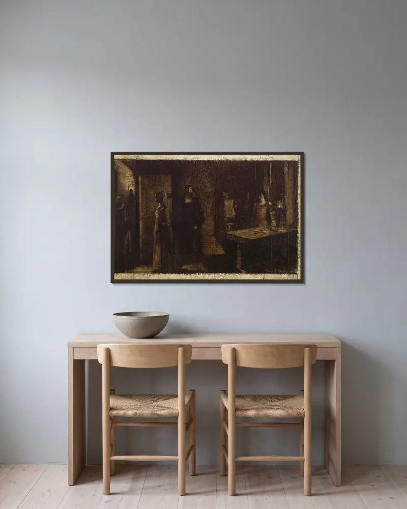Le crucifix av Henri Martin inramad på en vägg