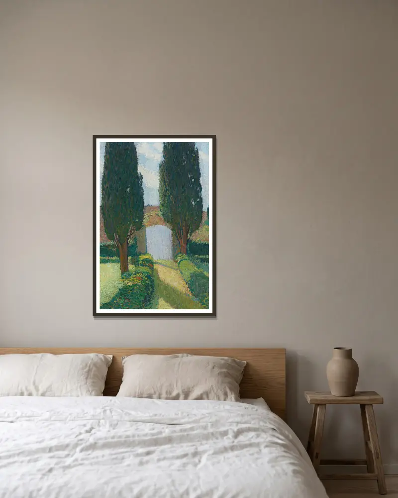 Marquayrols trädgård av Henri Martin inramad på en vägg