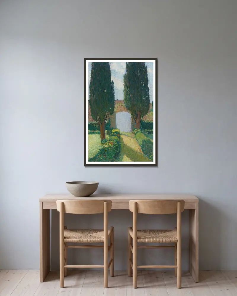 Marquayrols trädgård av Henri Martin inramad på en vägg