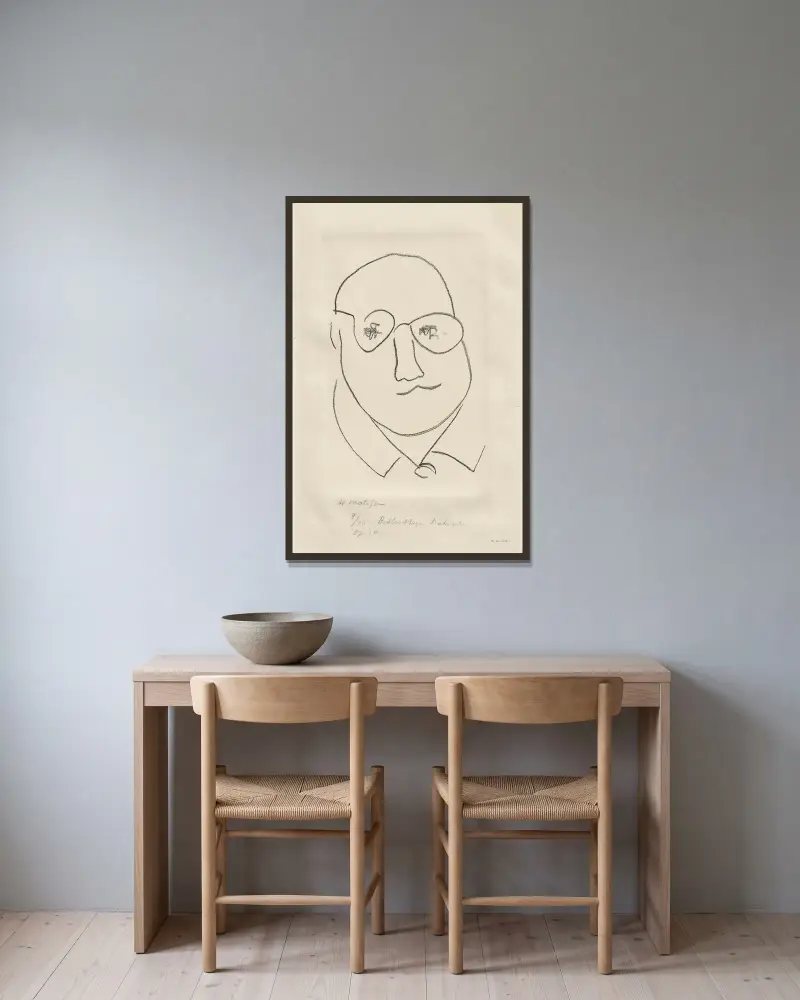 Autoportrait, 1951 av Henri Matisse inramad på en vägg