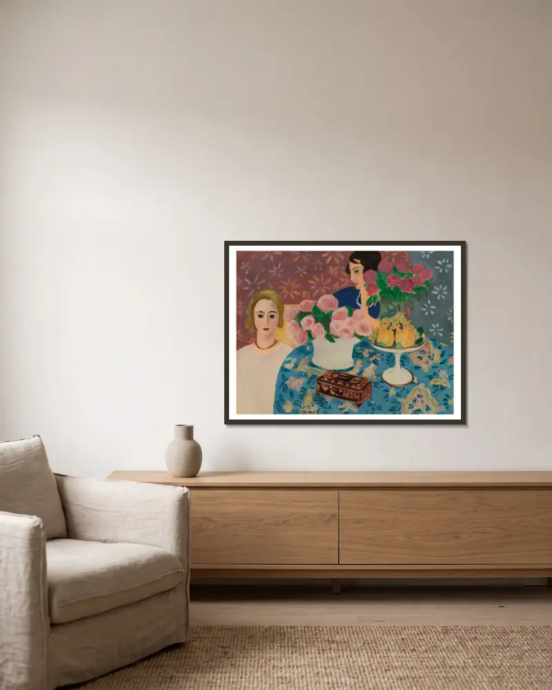 Chińska szkatułka, Henri Matisse w ramie na ścianie