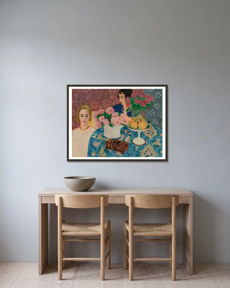 Chińska szkatułka, Henri Matisse w ramie na ścianie