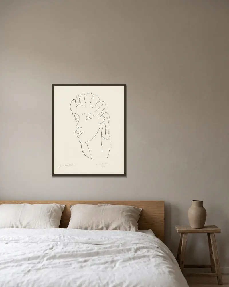 Chinka w prążkowanych włosach, Henri Matisse w ramie na ścianie
