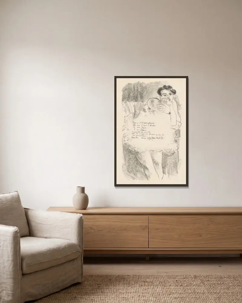 Tio dansöser – serie om nio blad av Henri Matisse inramad på en vägg