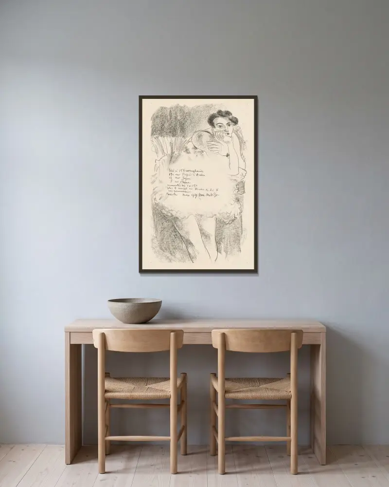 Tio dansöser – serie om nio blad av Henri Matisse inramad på en vägg