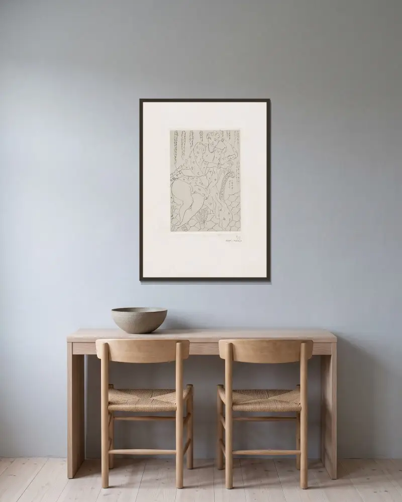 Figure au fauteuil turc av Henri Matisse inramad på en vägg