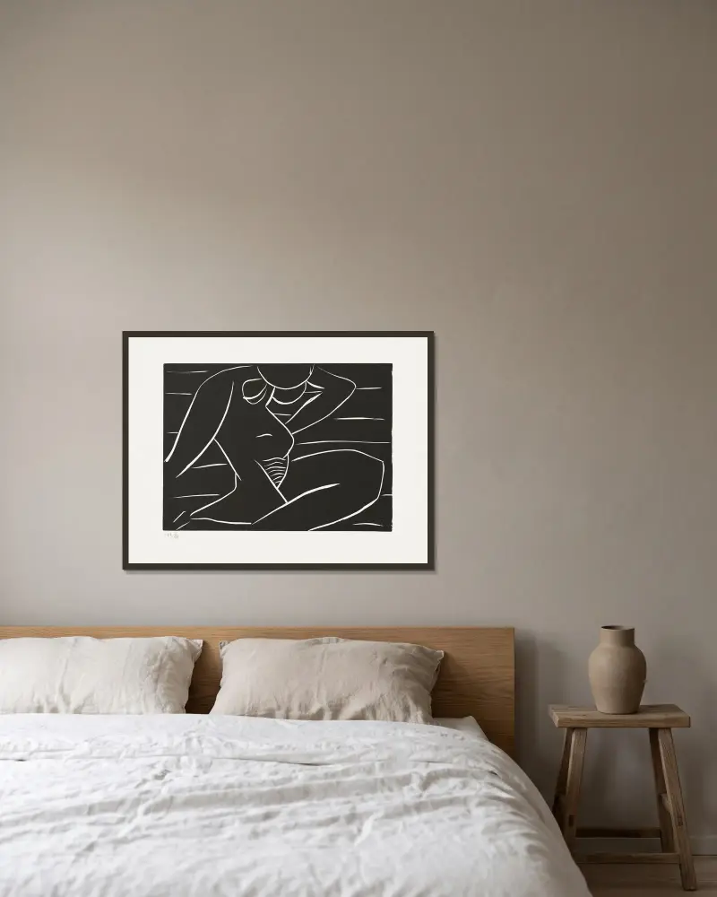 Grande figure av Henri Matisse inramad på en vägg